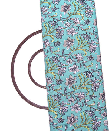 Sea Green Colour Floral Print Cotton Fabric